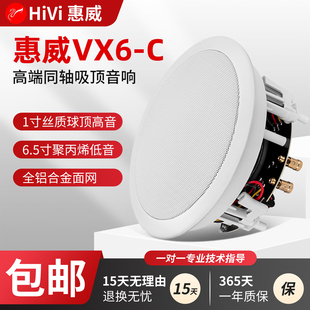 C定阻同轴30W环绕立体声吸顶喇叭音箱广播音响套装 VX6 惠威 Hivi
