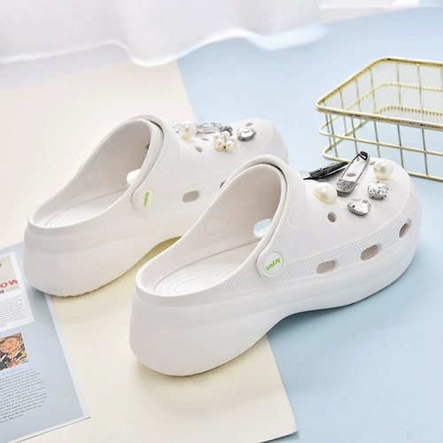 Tide, тапочки в стиле Crocs на платформе, модные нескользящие комфортные мюли, популярно в интернете, увеличивают рост, подходят для носки на улице, закрытый носок, можно носить двумя способами