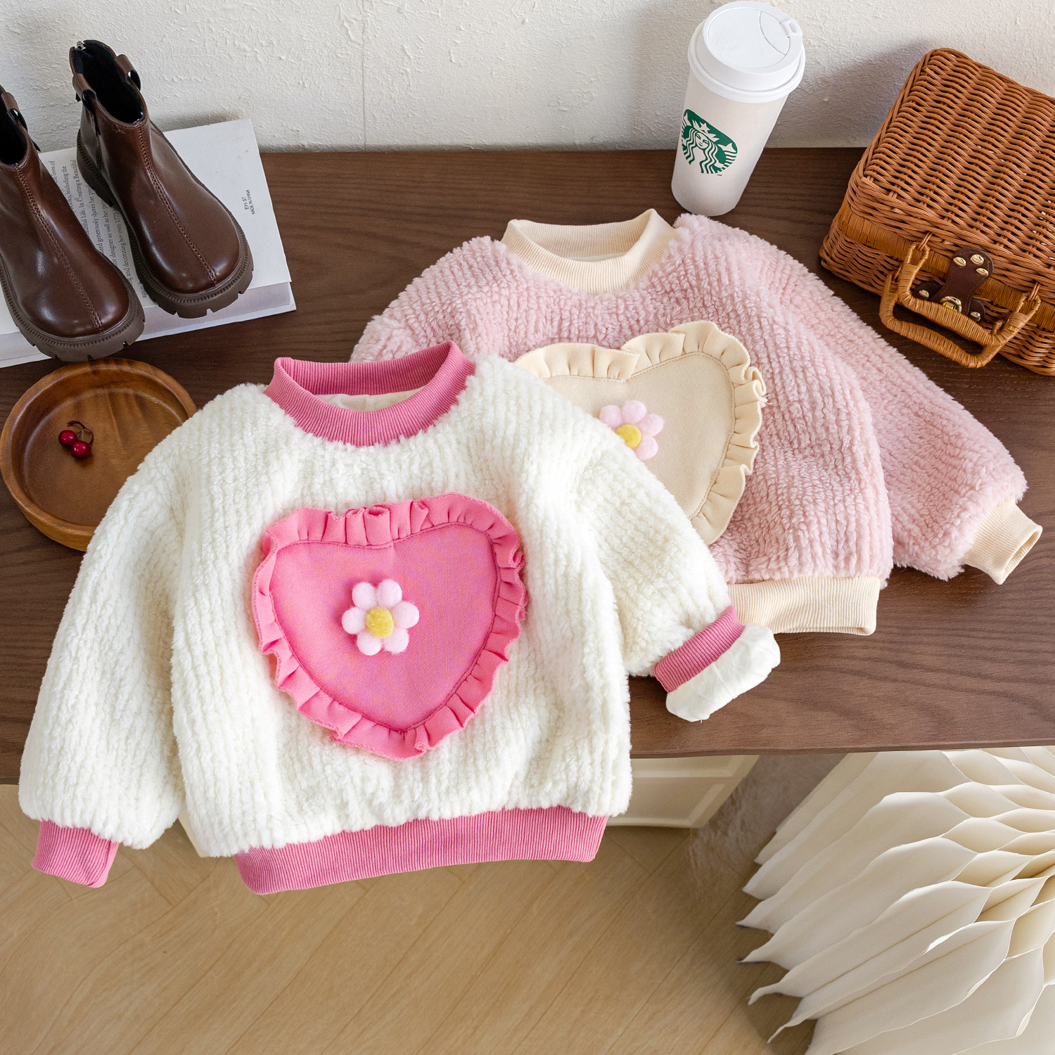 女童冬季加绒卫衣2025新款