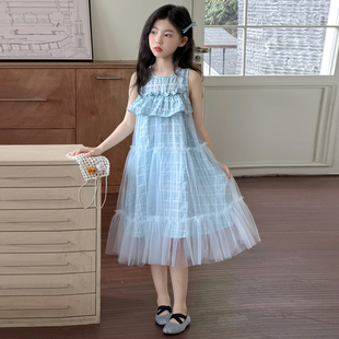 儿童装女童夏装裙子薄款无袖连衣裙2026新款中大童女孩夏季网纱裙