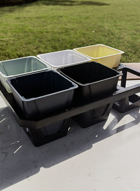 10cm加厚塑料大黑方多肉花盆托架搬运框白色小方盆彩色树脂绿植盆