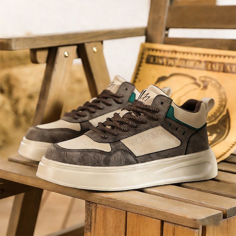 杰豪男鞋2026年新款真皮休闲板鞋防滑耐磨百搭运动鞋冬季加绒潮鞋