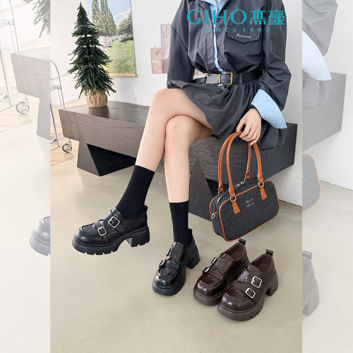 杰豪女鞋2026新款真皮厚底乐福鞋女英伦小皮鞋舒适百搭显脚小正品