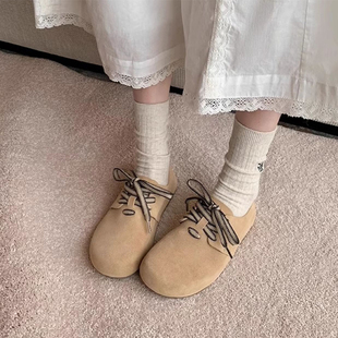 杰豪女鞋真皮勃肯鞋女2024秋季新款软底休闲鞋女单鞋不累脚豆豆鞋