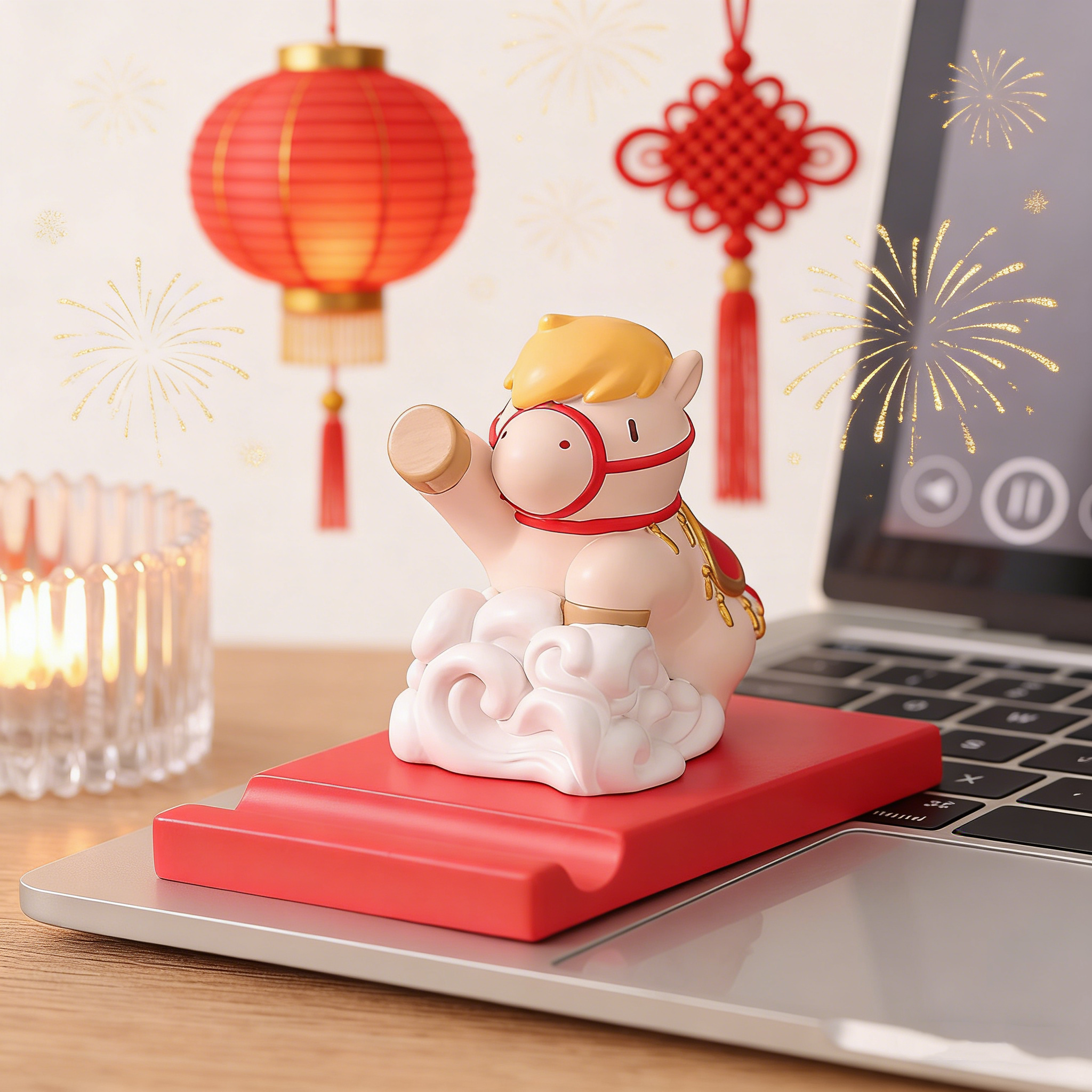 新中式树脂小马桌面摆件