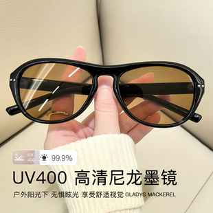 猫眼茶色黄色飞行员墨镜雪地女款防紫外线2025新款带度数太阳镜男