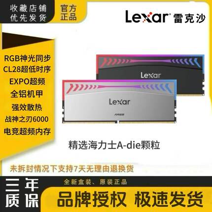 雷克沙战神之翼D5 6000 16G*2套条32GC28时序电竞RGB灯条台式Adie