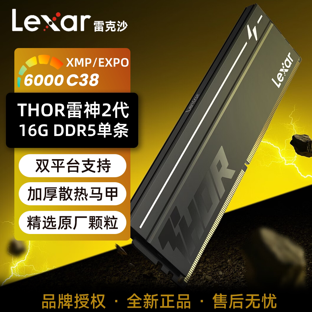 雷克沙雷神2代DDR5 16G 6000 C38台式机电竞马甲内存条XMP EXPO