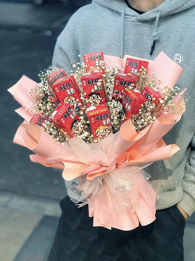 手工diy旺仔牛奶零食花束材料包包装纸自制半成品六一儿童节礼物