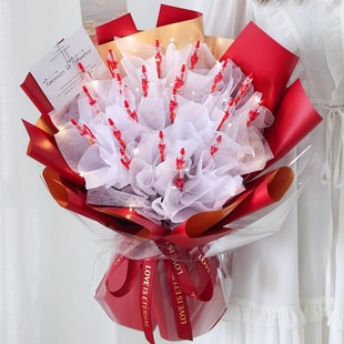 教师节手工diy文具中性红笔花束全套材料包包装纸自制礼物送老师