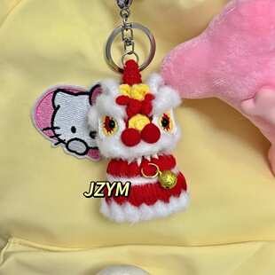 手工diy编织醒狮羽毛球挂件材料包毛线自制钩针玩偶挂饰成品礼物