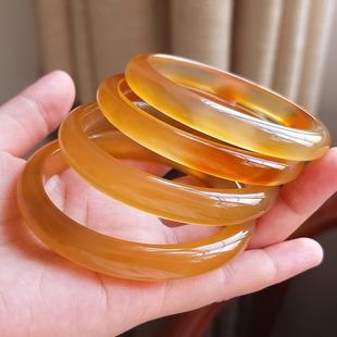 沛孚正品 天然棕红玛瑙玉髓手镯香槟黄玉镯子冰种玉石手环闺蜜礼物