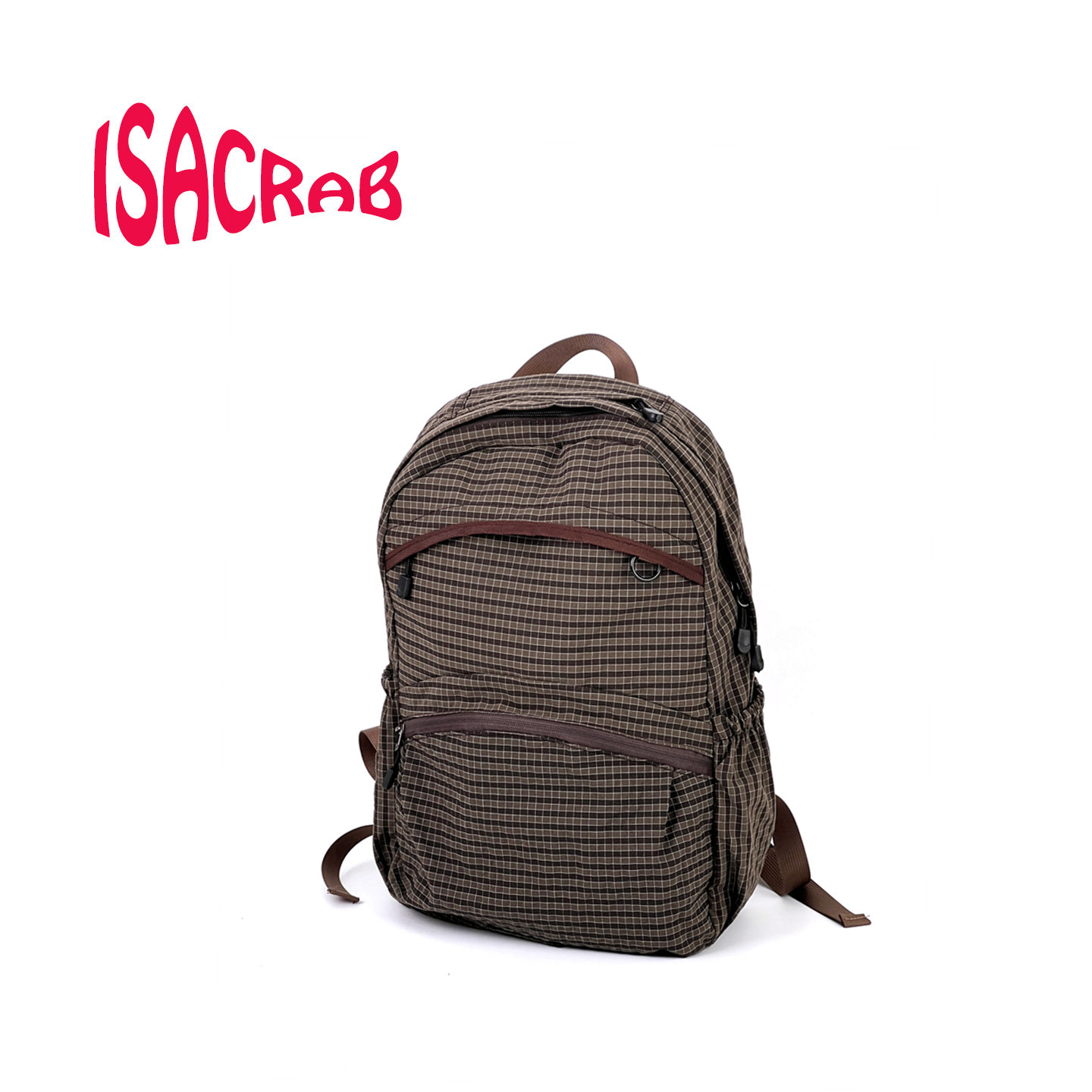 日系复古格纹双肩包女大容量学生书包休闲旅行背包轻便百搭多隔层