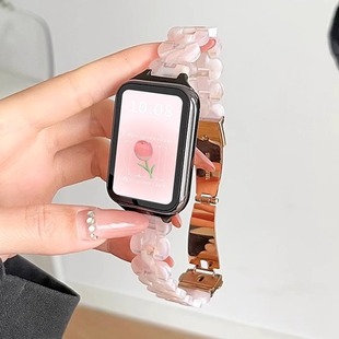 适用小米手环9pro新款 小清新树脂彩色ins多巴胺红米watch6女腕带