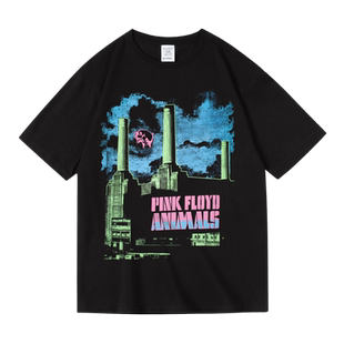 欧美复古pinkfloyd平克佛洛依德乐队潮流纯棉短半袖T恤男女夏季