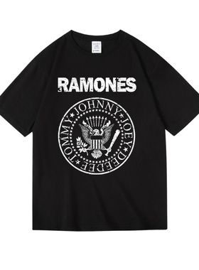 美式朋克乐队ramones雷蒙斯印花衣服纯棉短半袖T恤男女夏季中性款