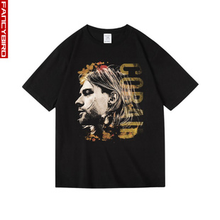 nirvana涅槃KurtCobain柯特科本复古印花周边衣服纯棉短半袖T恤男