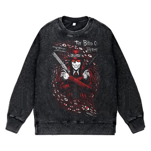 美式复古卡通二次元vintage秋冬圆领套头卫衣皇家国教骑士团周边