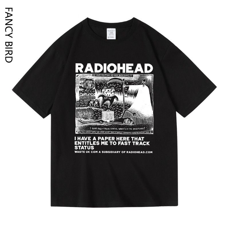 欧美复古radiohead电台司令收音机头潮流纯棉短半袖t恤男女夏季