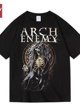 欧美潮流金属摇滚arch enemy大敌乐队周边印花纯棉短半袖T恤男女