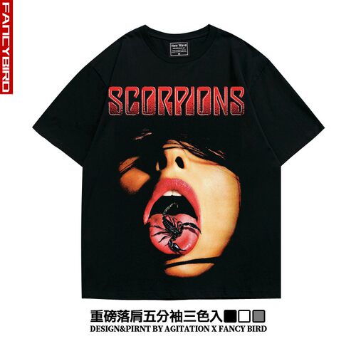 美式摇滚Scorpions蝎子潮流oversize落肩五分袖重磅宽松T恤男女夏