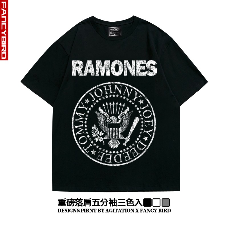 雷蒙斯潮流oversize五分袖t恤