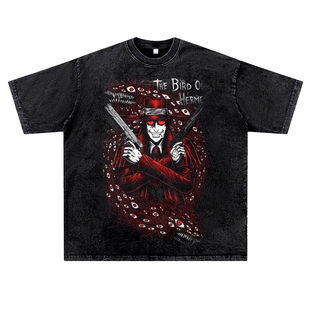 美式日系动漫皇家国教骑士团二次元复古vintage水洗做旧T恤男女夏