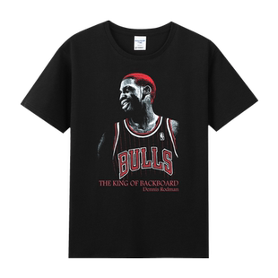 青少年学生公牛队罗德曼91号复古美式篮球纯棉短袖圆领T恤男女夏