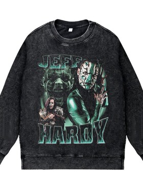 美式复古vintage高街WWE职业摔跤杰夫哈迪鬼面战士圆领套头卫衣男