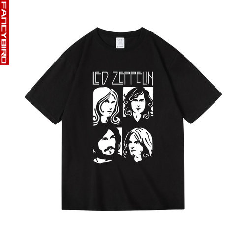 ins超火复古潮牌Led Zeppelin齐柏林飞艇纯棉短半袖T恤男女中性夏