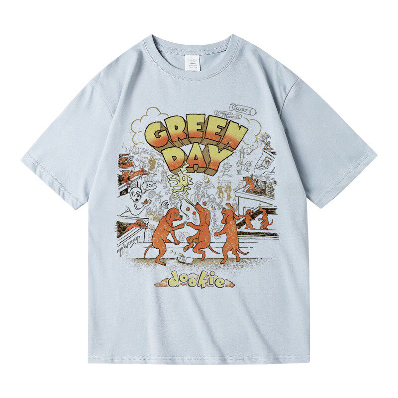 greenday欧美潮流朋克乐队绿日dookie唱片纯棉短袖T恤男女夏季