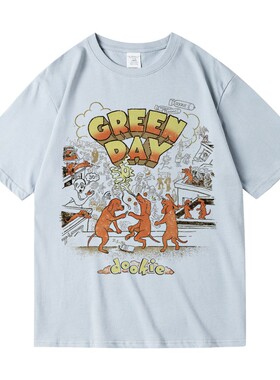 greenday欧美潮流朋克乐队绿日dookie唱片纯棉短袖T恤男女夏季