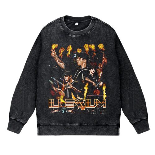 美式电音百大DJ歌手水洗做旧复古秋冬圆领套头卫衣ILLENIUM男女