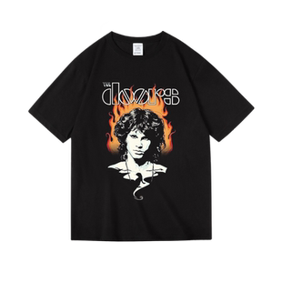 莫里森morrisons大门the doors乐队印花周边纯棉短半袖T恤男女夏
