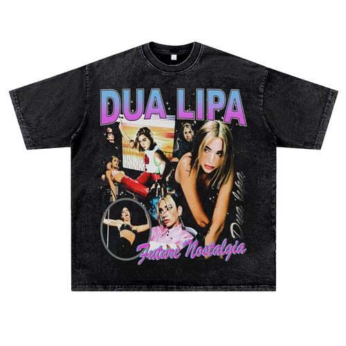 美式复古水洗做旧说唱嘻哈rapper厂牌Dua Lipa杜阿利帕潮流短袖夏