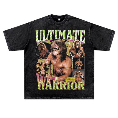 美式复古vintage高街潮流WWE职业摔跤乌尔米特瓦瑞尔终极战士短袖