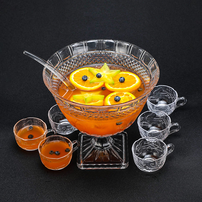 3l装欧式刻花水果酒宾治盆 鸡尾酒共享杯 punch bowl 创意酒杯