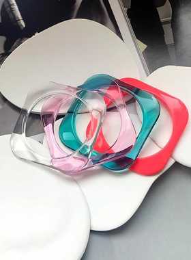 幻彩异型手镯果冻色粉几何手环