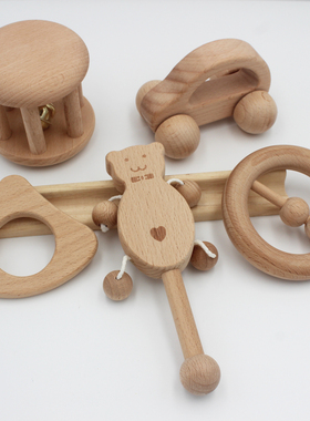 BT14 新生儿安抚玩具婴幼儿磨牙摇铃幼儿包套装实木玩具摇铃玩具