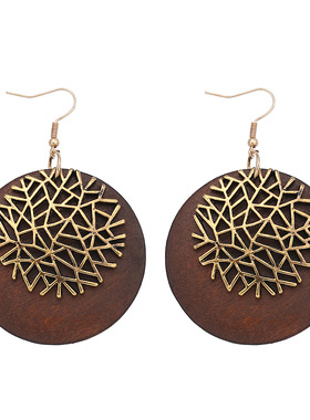 E253 欧美时尚新款木头耳环耳坠耳饰合金组合耳饰