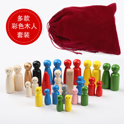 画眼睛木头娃娃人偶小物件