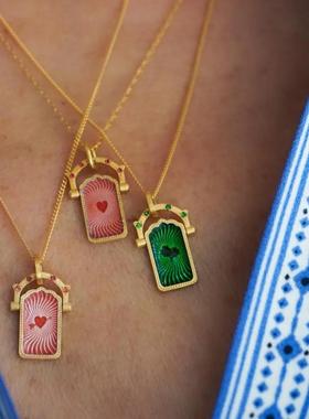 幸运四叶草可转动运动生命树项链