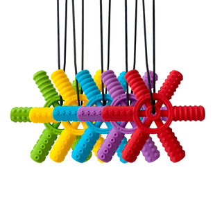 创意船舵婴儿安抚防吃手防掉链咬胶项链玩具硅胶牙胶