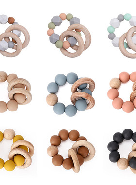 热销婴儿榉木咬胶 硅胶宝宝磨牙棒diy手镯咬咬乐环保牙胶奶嘴链