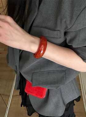 红色树脂手镯宽版情侣手环