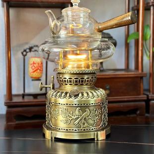 中式 复古煤油灯铜茶器厂家直销 空气灯精品茶灯 潮汕工夫茶煮茶炉