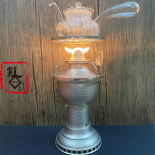 鼓风煤油灯厂家直销 复古茶灯煮茶炉 飞人诗炎底部机芯上链灯 中式