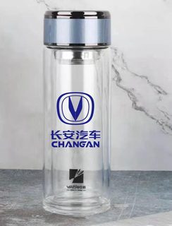 亚泰玻璃杯双层水晶玻璃杯定制水杯子广告杯印字logo带手柄玻璃杯