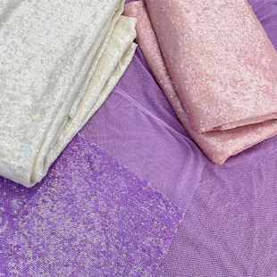 氨纶底布亮片绣花蕾丝带弹力柔软哑光连衣裙童装舞台服珠片面料