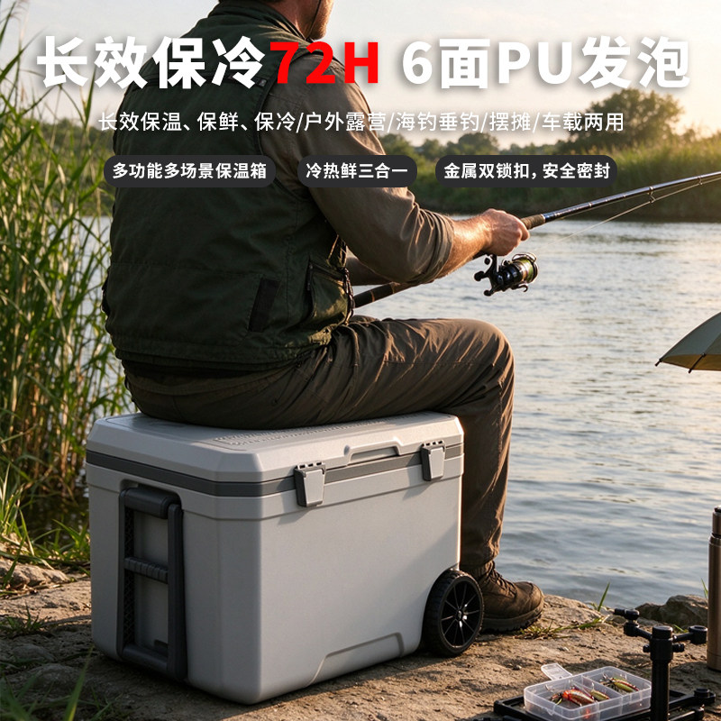 户外保温箱冰块冷藏露营车载冰桶商用海钓鱼箱便携食品保鲜冷冻箱